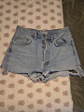 Agolde Distressed Light Wash Button-Fly Denim Cutoff Shorts
